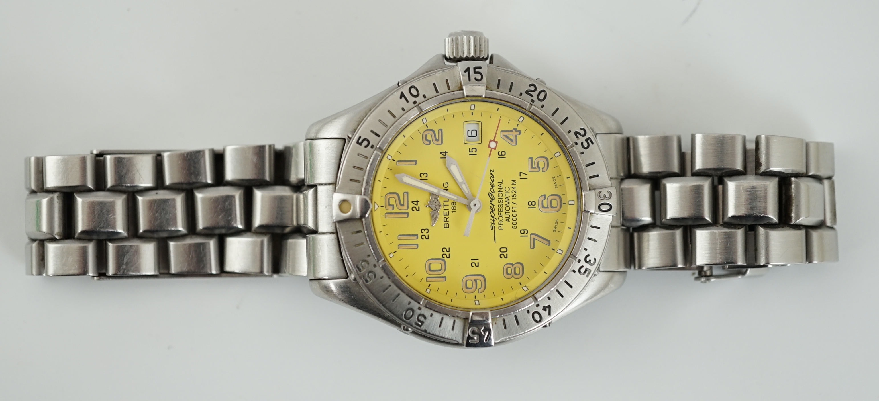 A gentleman's stainless steel Breitling Super Ocean Professional Automatic wrist watch